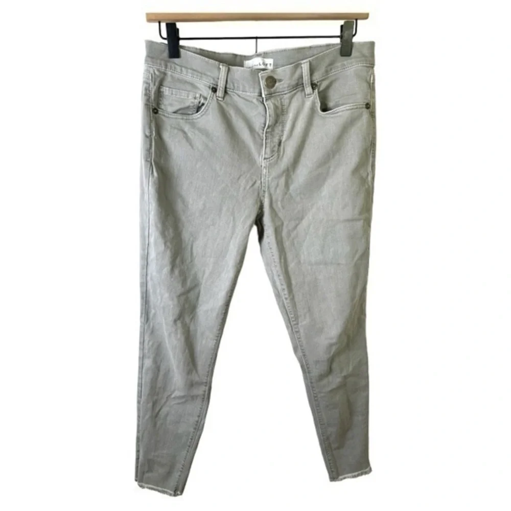 Loft Pants Womens 28 6 Jeans Modern Skinny Crop Light Gray Straight Leg Raw Hem - Picture 1 of 9